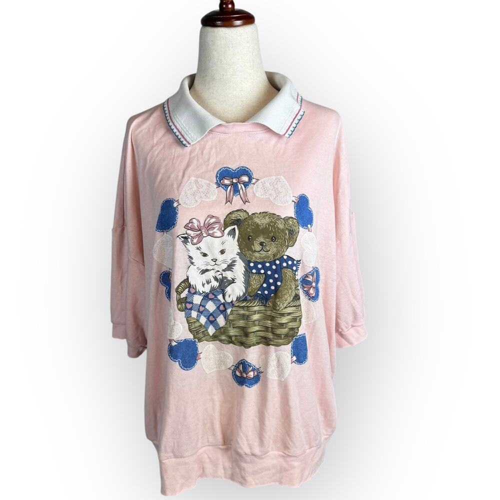 Vintage Pink Collared Graphic T-Shirt